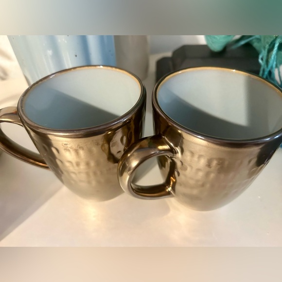 4 Food Network “Angelica” bronze, metallic mug with light blue inside. 4” - Picture 11 of 15